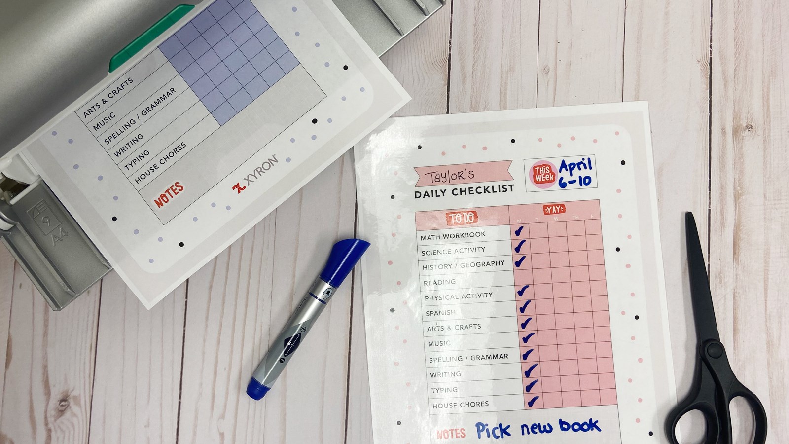 Creative Station laminating To-Do charts