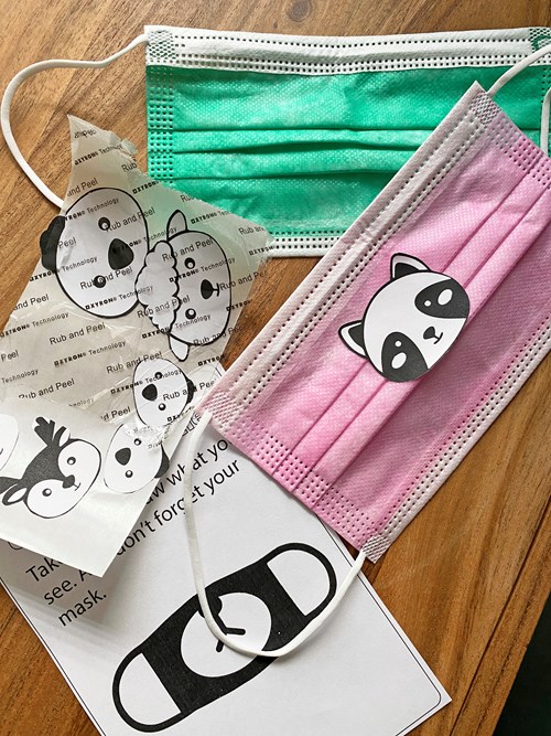 Panda Stickers on Face Mask